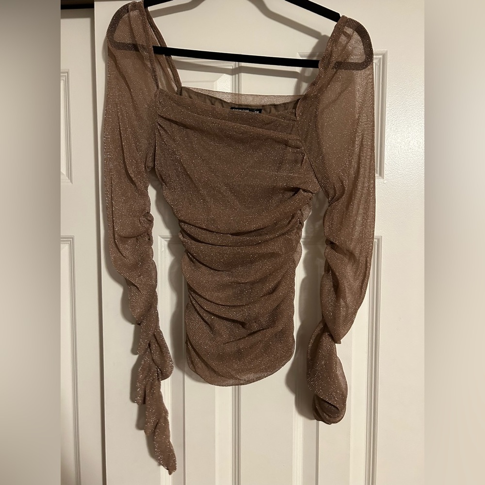 Brown sparkly top size 1X
